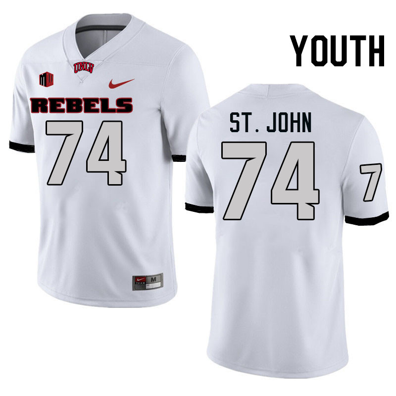 Youth #74 Jalen St. John UNLV Rebels College Football Jerseys Stitched-White